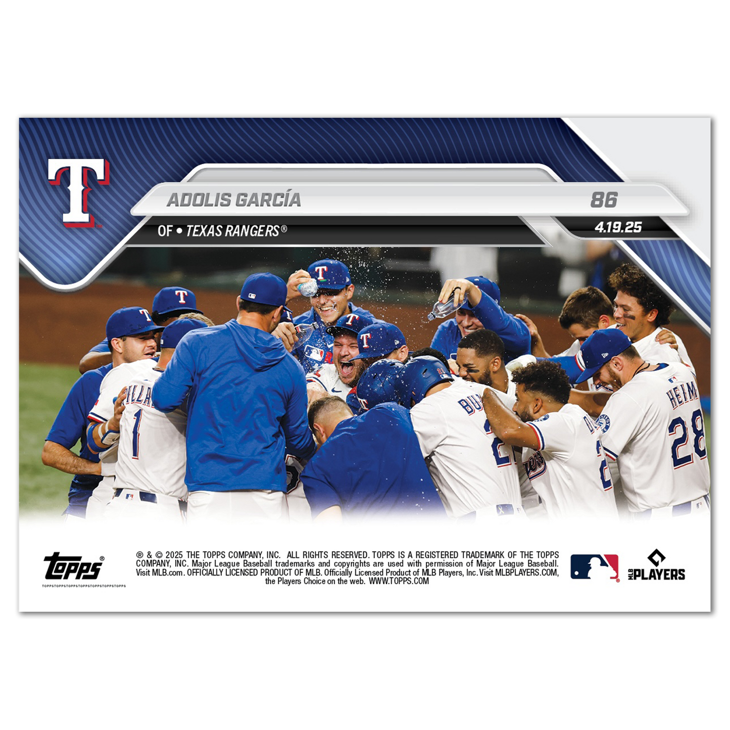 Adolis García - 2025 MLB Topps NOW® - Card 86