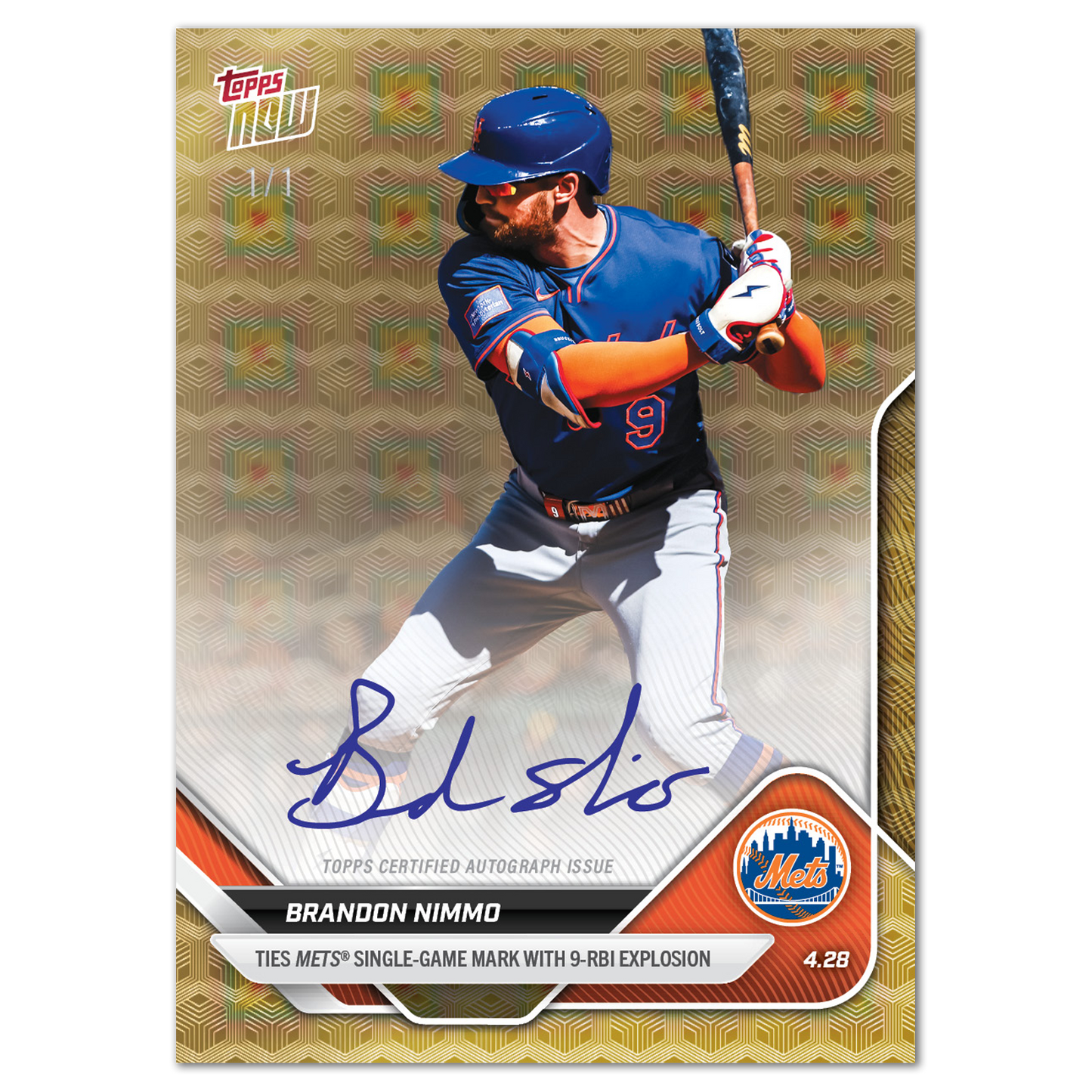 Brandon Nimmo - 2025 MLB Topps NOW® - Card 117 - LOOK FOR AUTOS