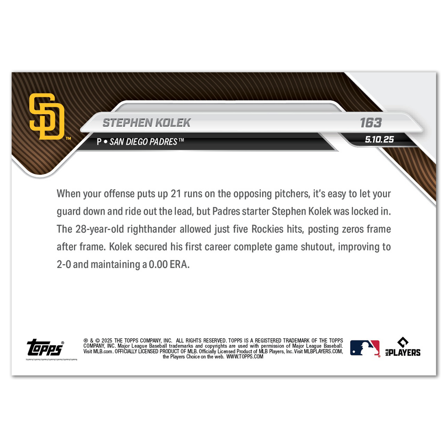 Stephen Kolek - 2025 MLB Topps NOW® - Card 163