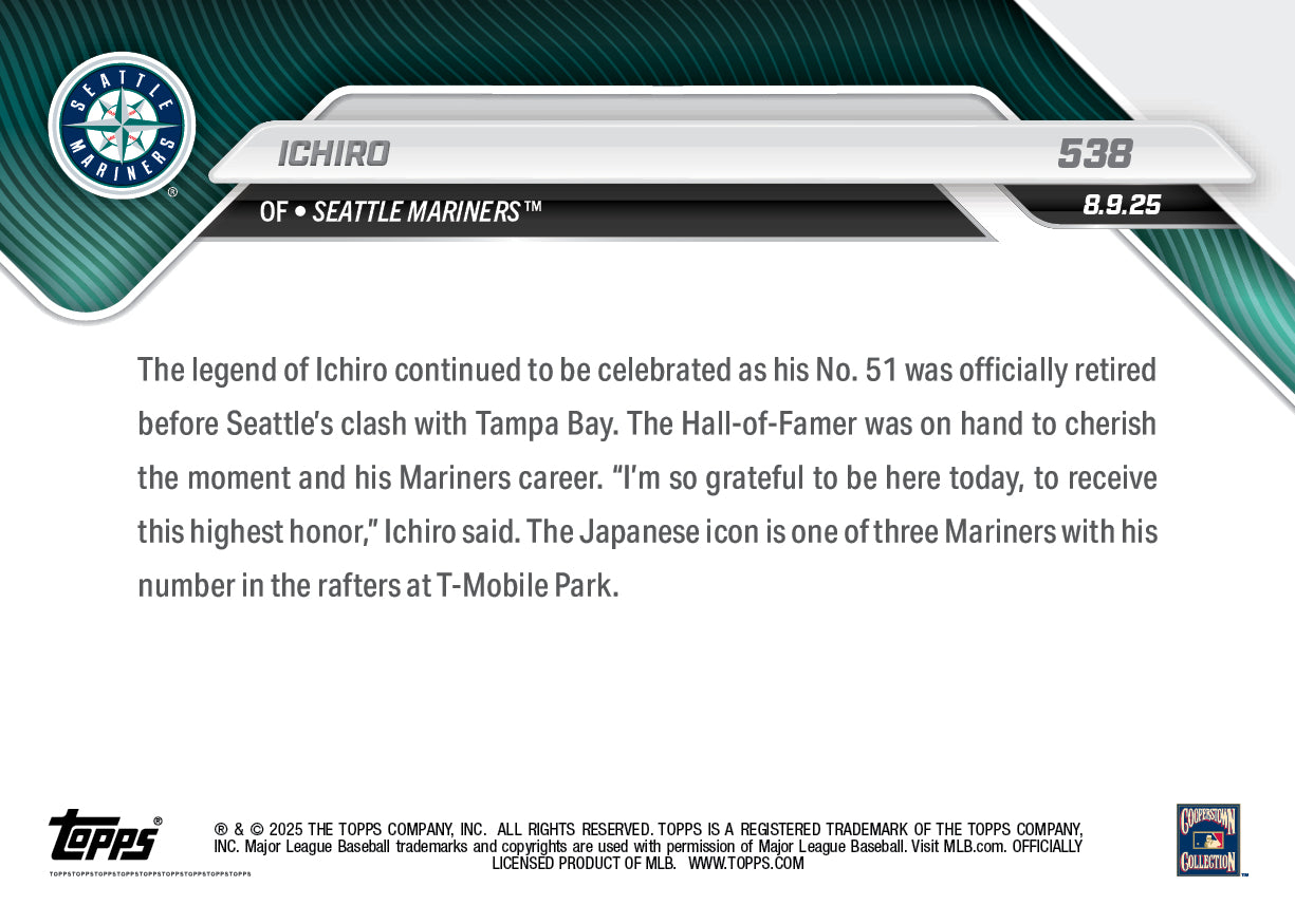 Ichiro - 2025 MLB Topps NOW® - Card 538