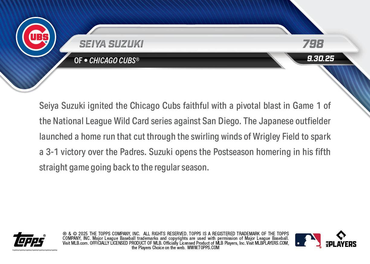 Seiya Suzuki - 2025 MLB Topps NOW® - Card 798