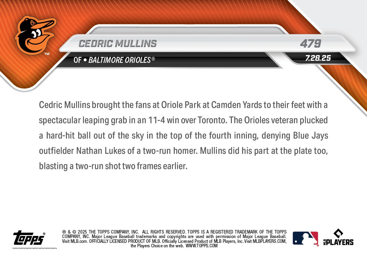 Cedric Mullins - 2025 MLB Topps NOW® - Card 479