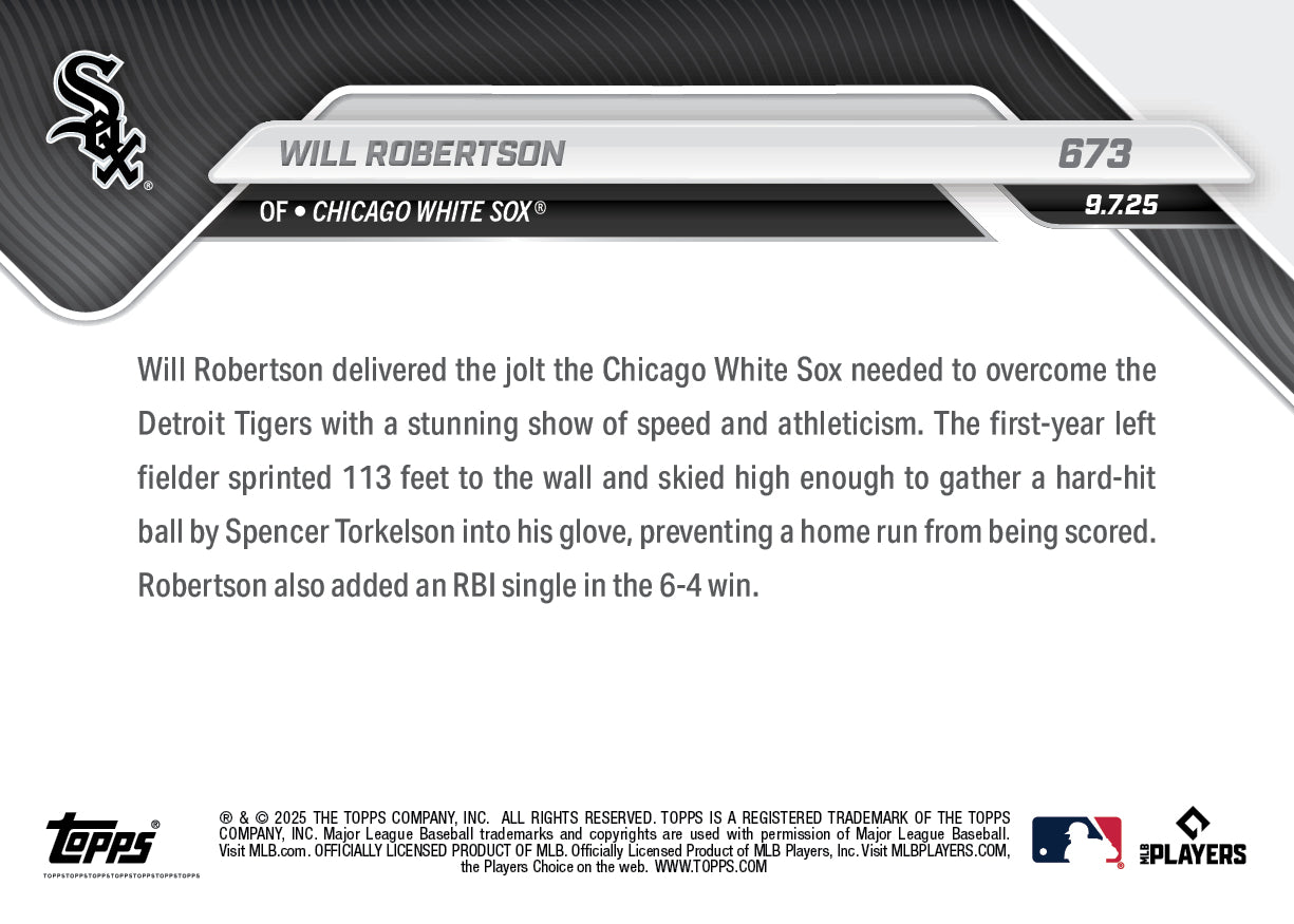 Will Robertson - 2025 MLB Topps NOW® - Card 673