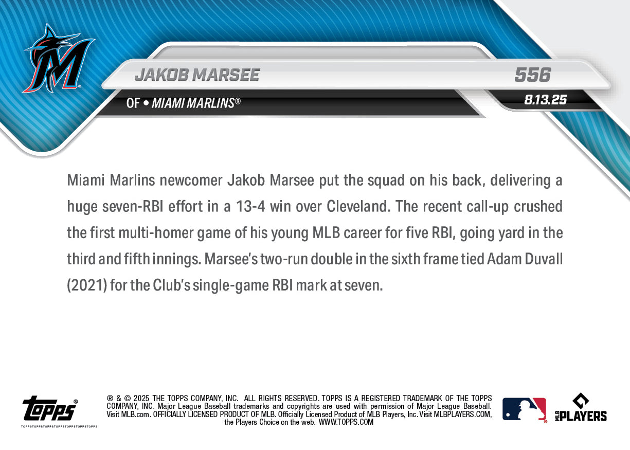 Jakob Marsee - 2025 MLB Topps NOW® - Card 556