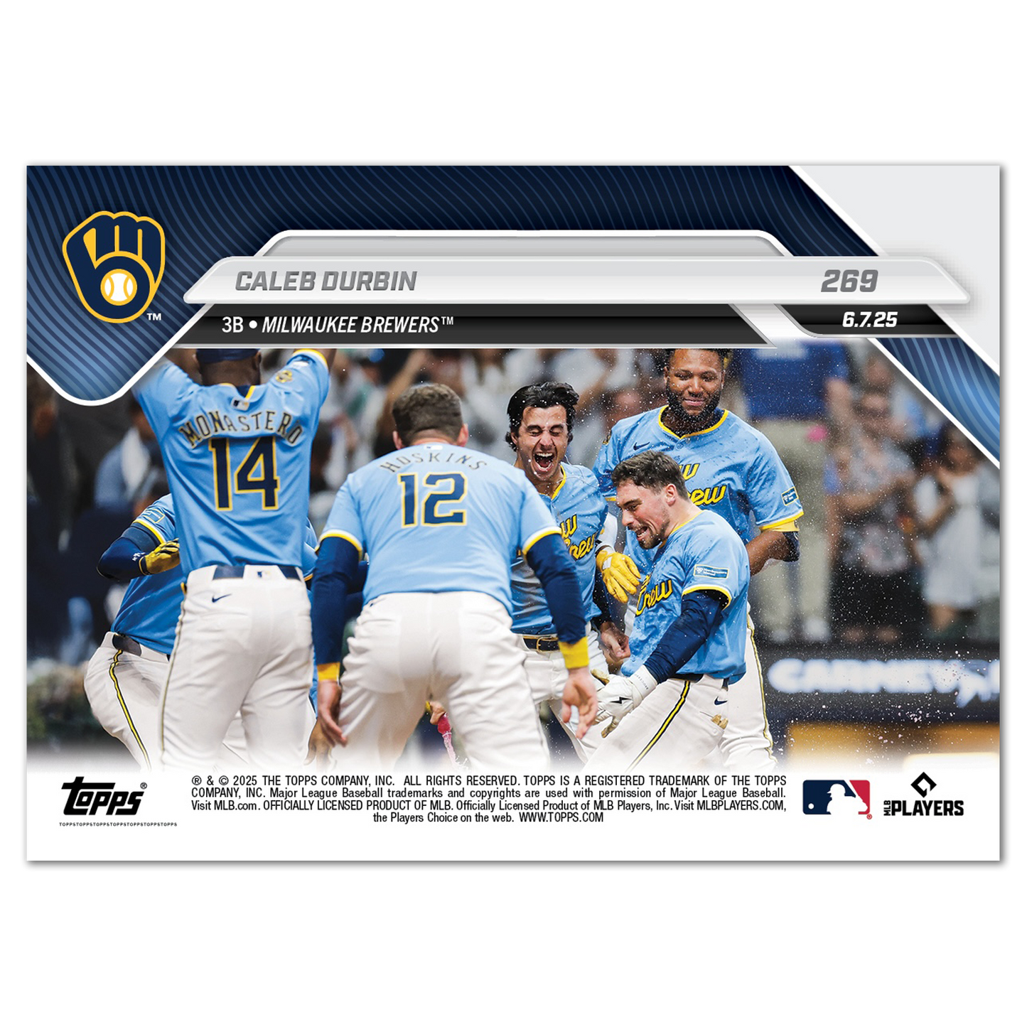 Caleb Durbin - 2025 MLB Topps NOW® - Card 269