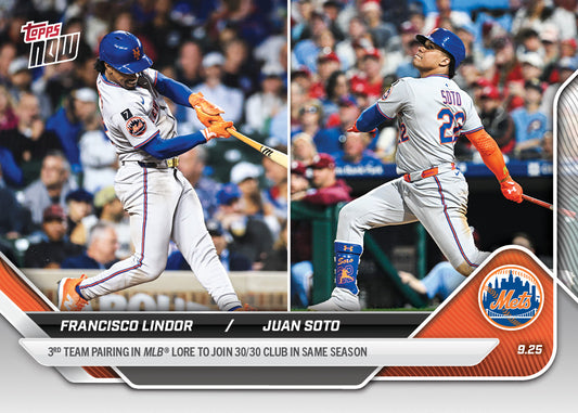 Francisco Lindor / Juan Soto - 2025 MLB Topps NOW® - Card 772