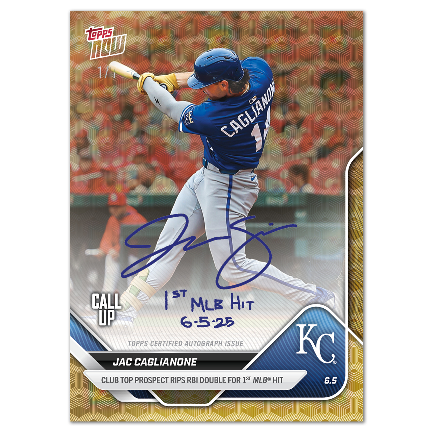 Jac Caglianone - 2025 MLB Topps NOW® - Card 262 - LOOK FOR AUTOS