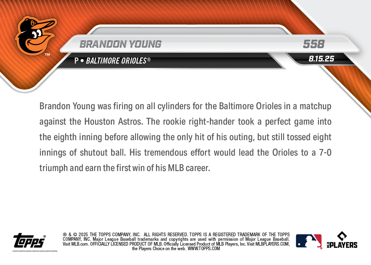Brandon Young - 2025 MLB Topps NOW® - Card 558