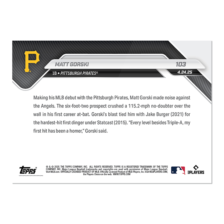 Matt Gorski - 2025 MLB Topps NOW® - Card 103