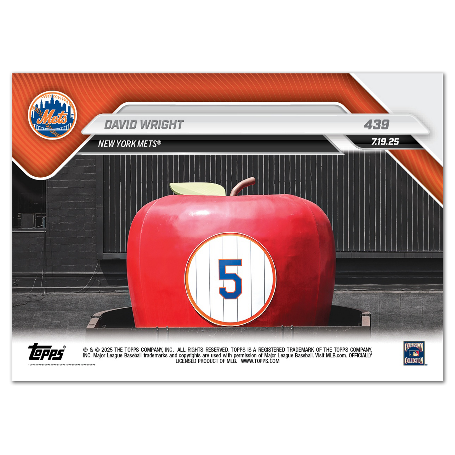 David Wright - 2025 MLB Topps NOW® - Card 439 - LOOK FOR AUTOS