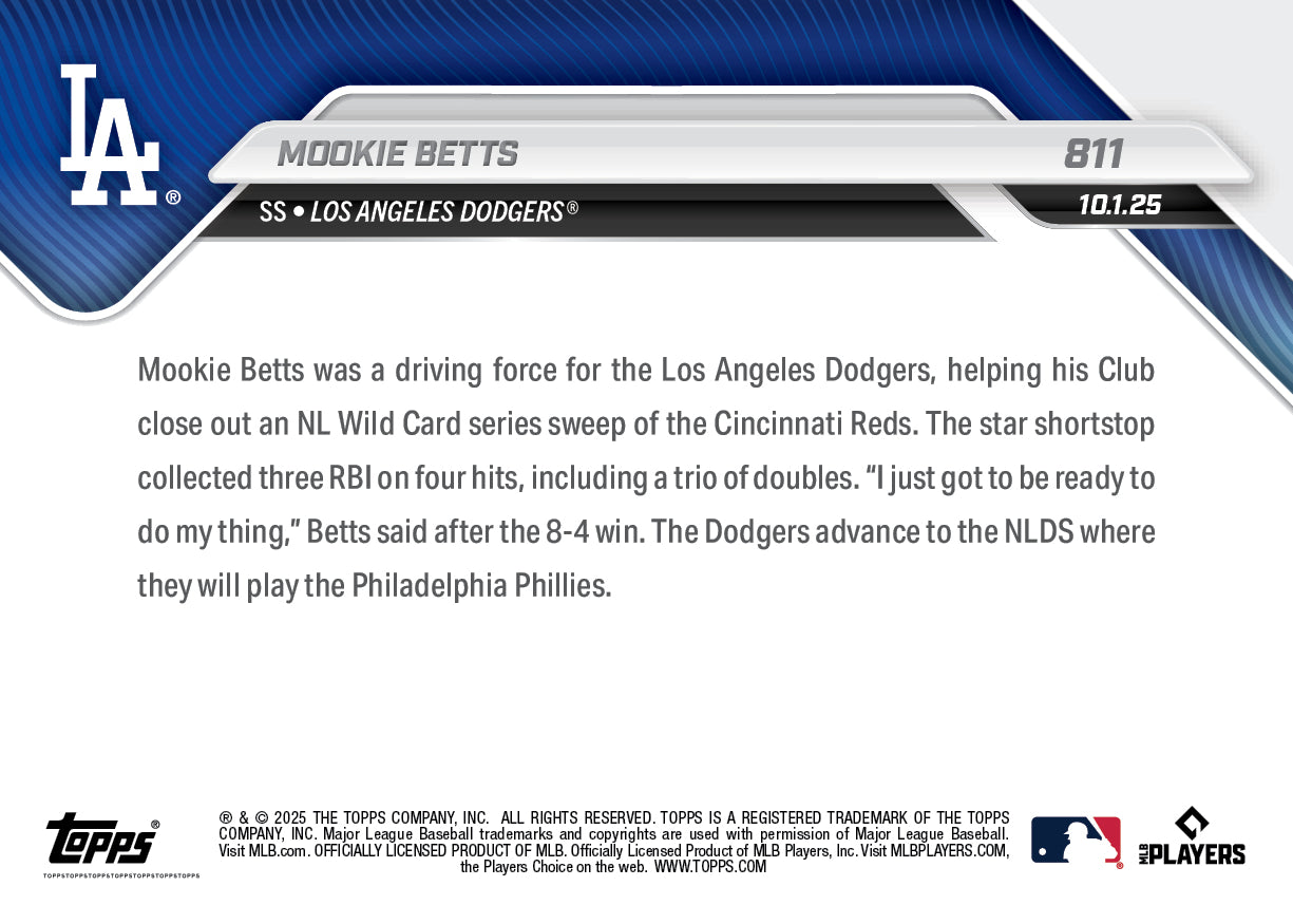 Mookie Betts - 2025 MLB Topps NOW® - Card 811
