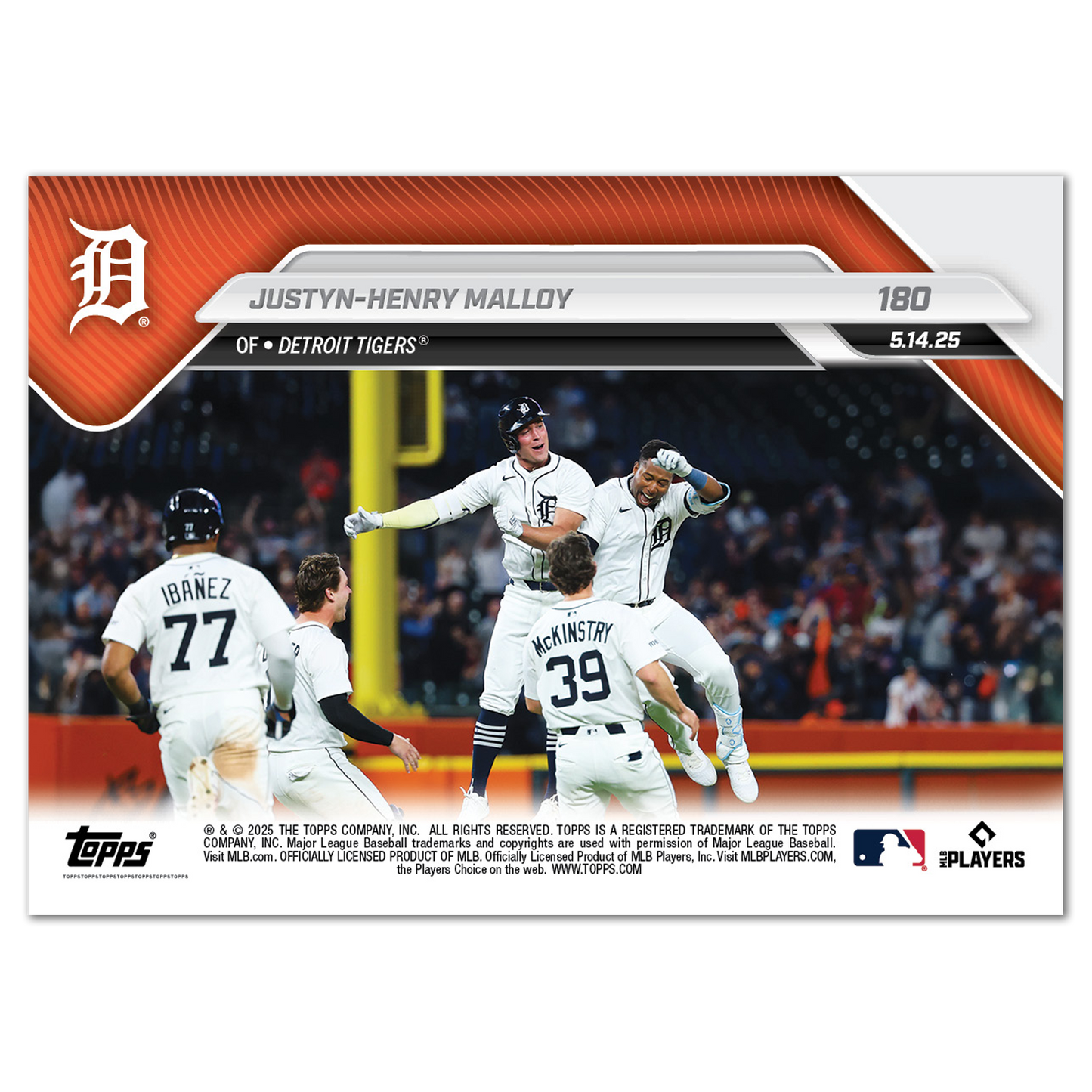 Justyn-Henry Malloy - 2025 MLB Topps NOW® - Card 180