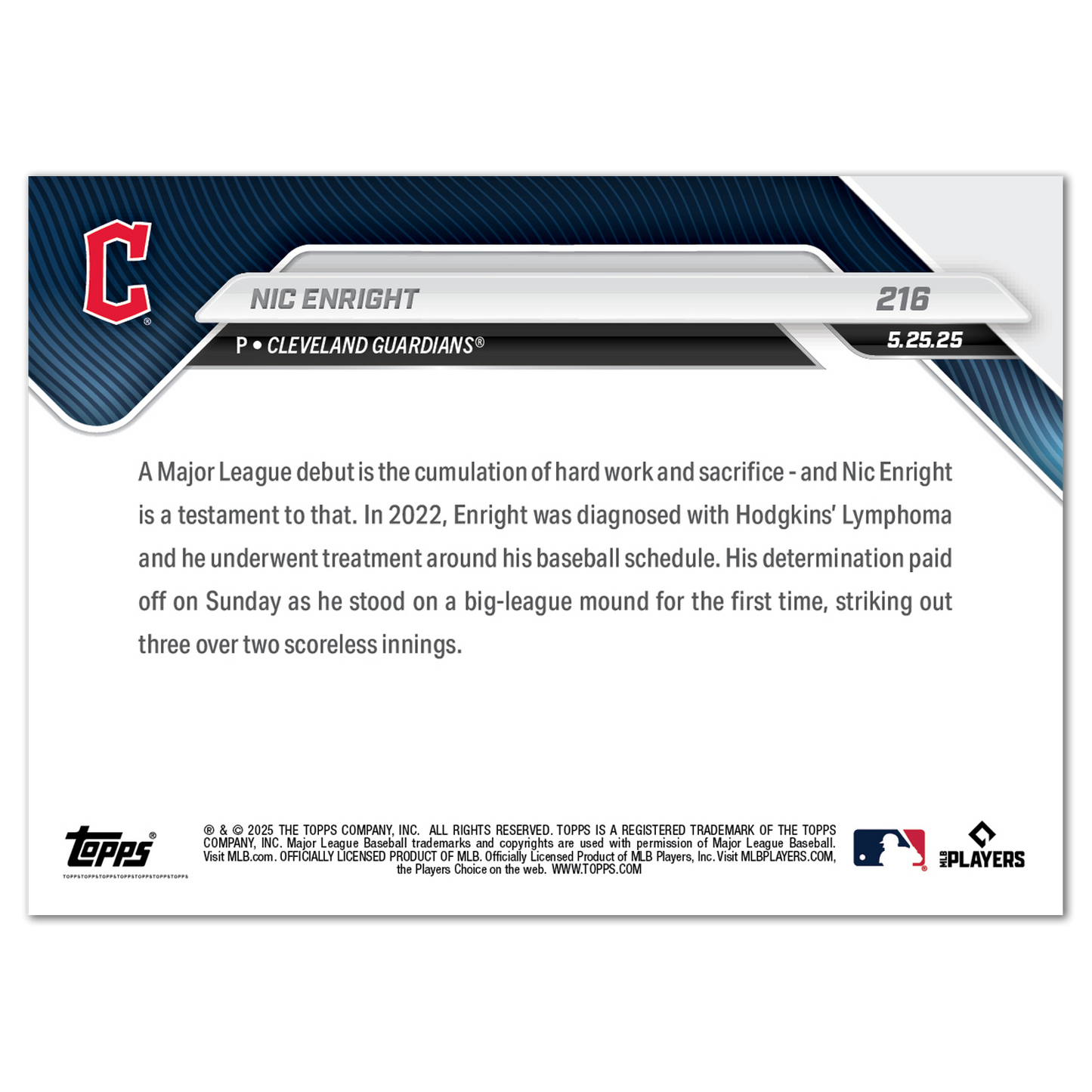 Nic Enright - 2025 MLB Topps NOW® - Card 216