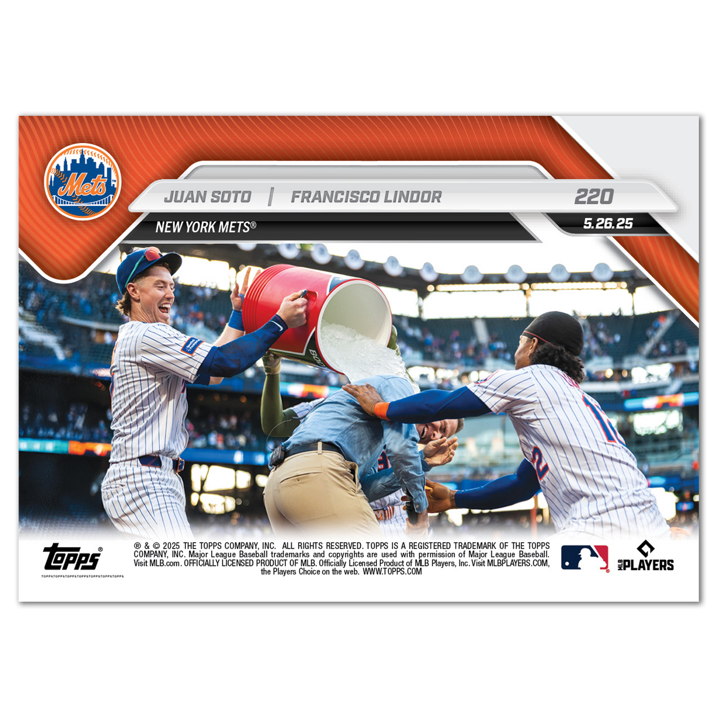 Juan Soto/Francisco Lindor - 2025 MLB Topps NOW® - Card 220