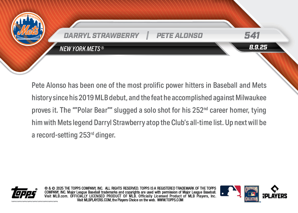Darryl Strawberry/Pete Alonso - 2025 MLB Topps NOW® - Card 541