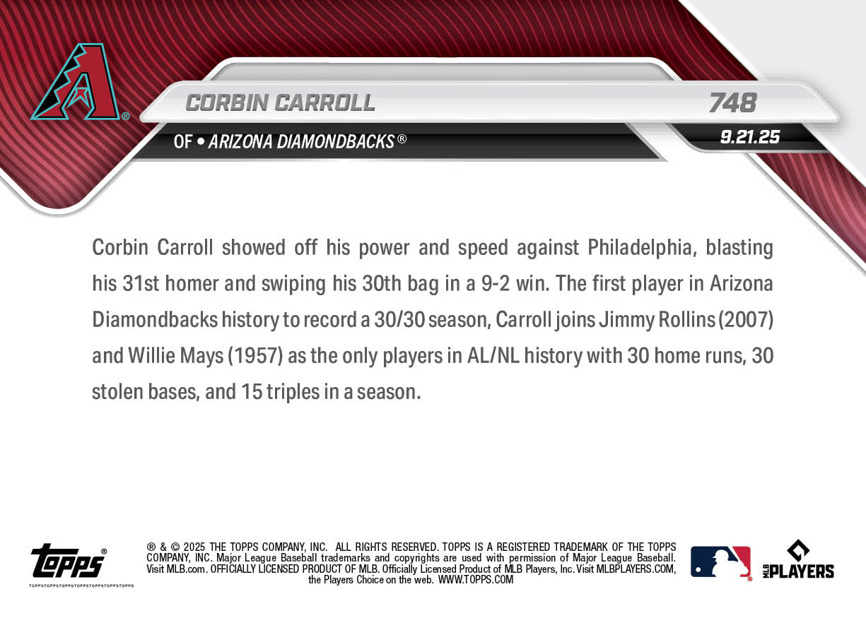 Corbin Carroll - 2025 MLB Topps NOW® - Card 748
