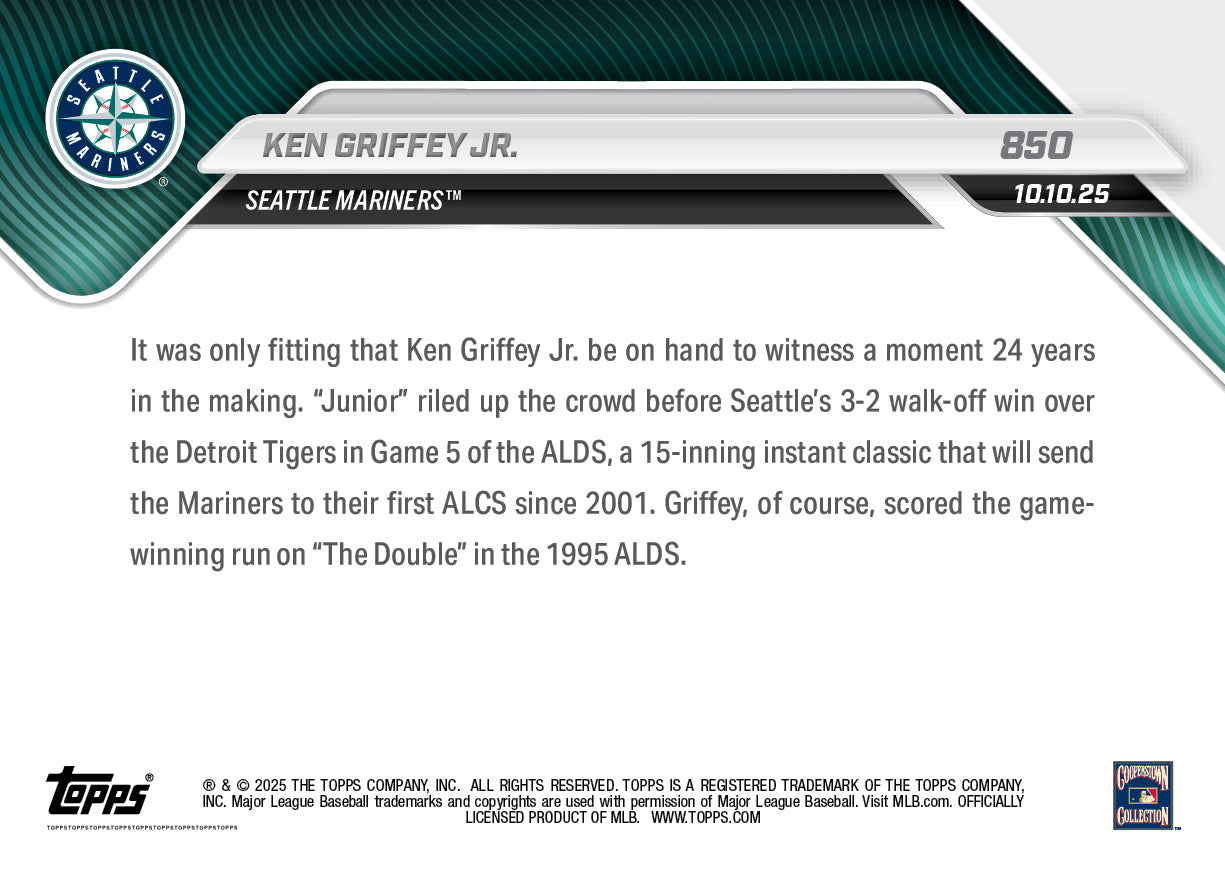 Ken Griffey Jr. - 2025 MLB Topps NOW® - Card 850