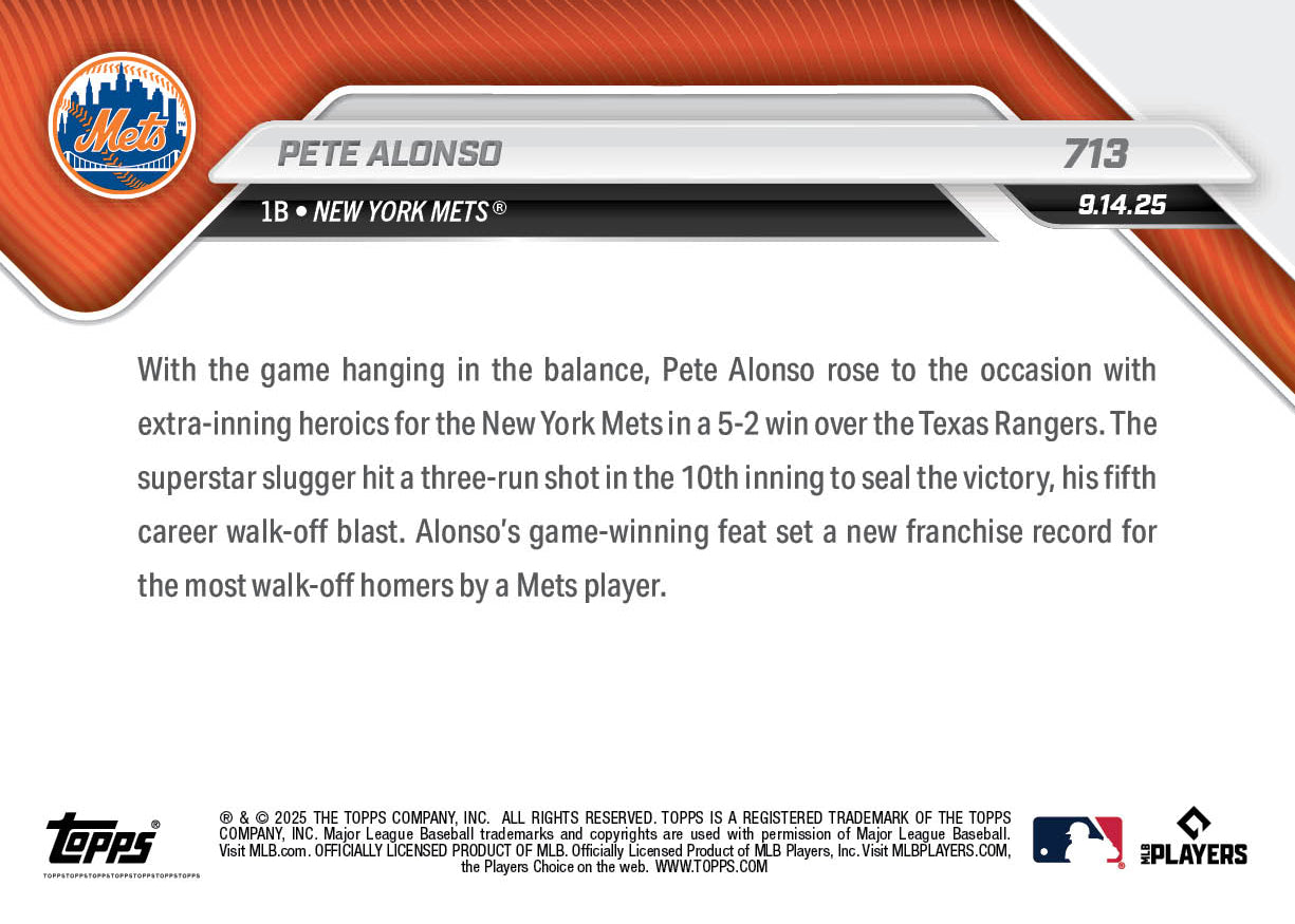 Pete Alonso - 2025 MLB Topps NOW® - Card 713