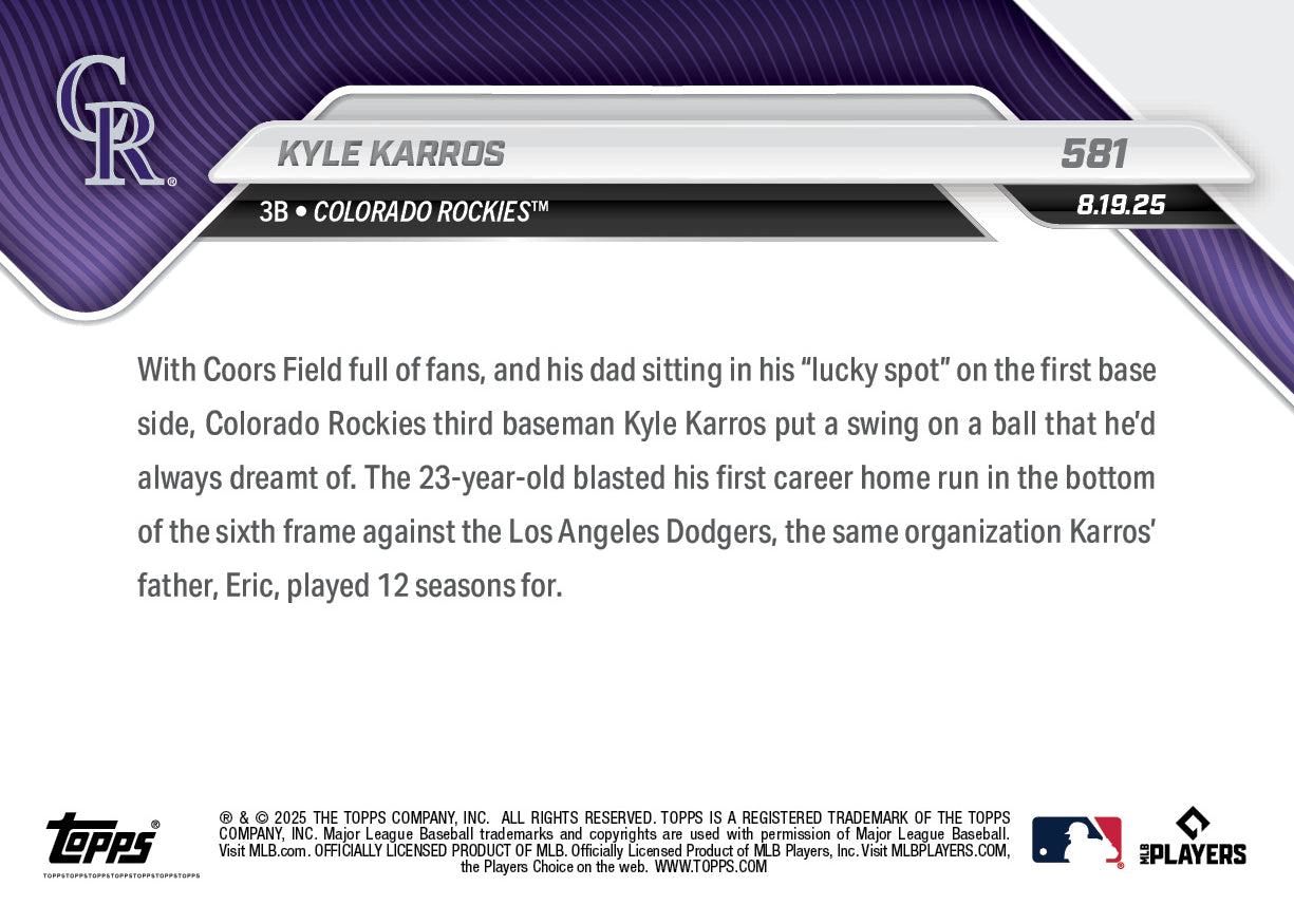 Kyle Karros - 2025 MLB Topps NOW® - Card 581