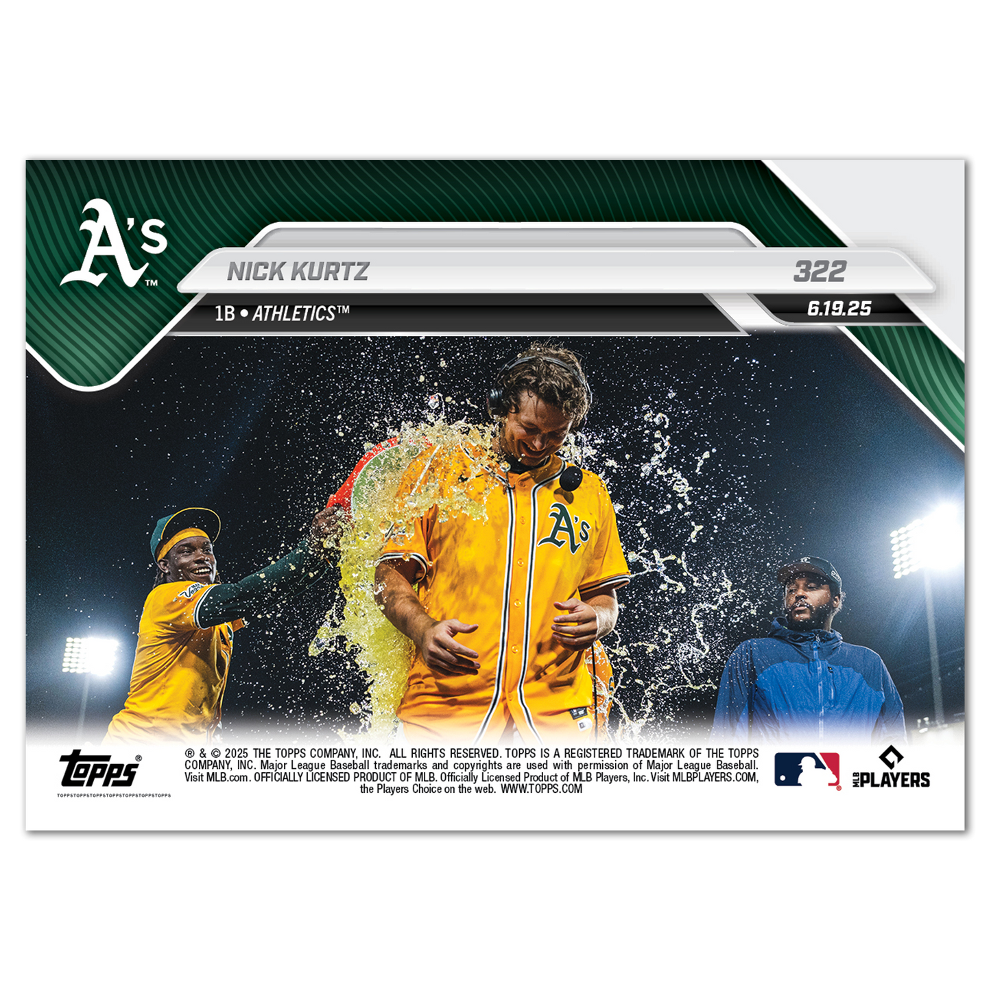 Nick Kurtz - 2025 MLB Topps NOW® - Card 322 - LOOK FOR AUTO-RELICS