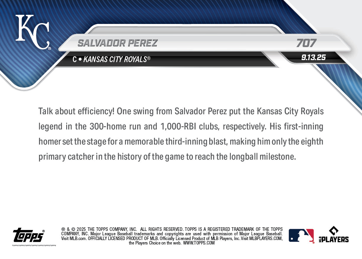 Salvador Perez - 2025 MLB Topps NOW® - Card 707
