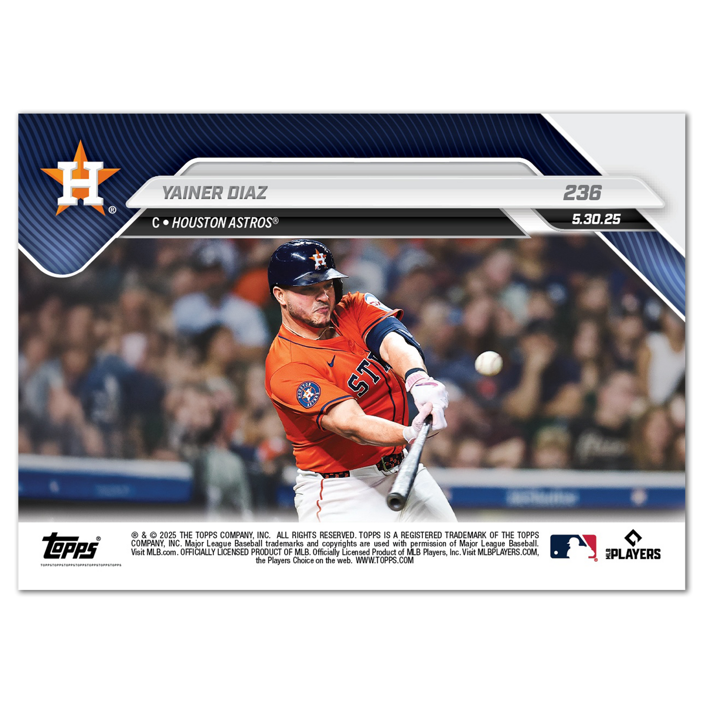 Yainer Diaz - 2025 MLB Topps NOW® - Card 236