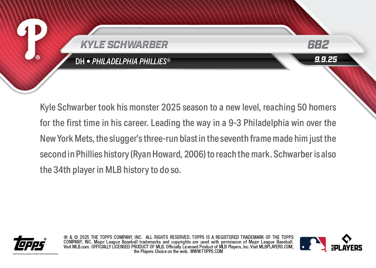 Kyle Schwarber - 2025 MLB Topps NOW® - Card 682