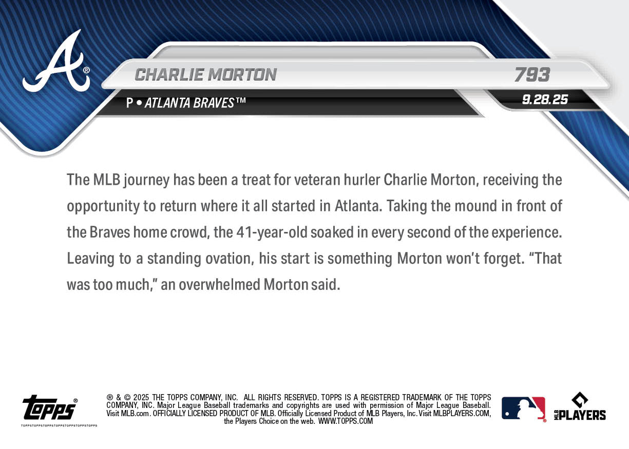 Charlie Morton - 2025 MLB Topps NOW® - Card 793
