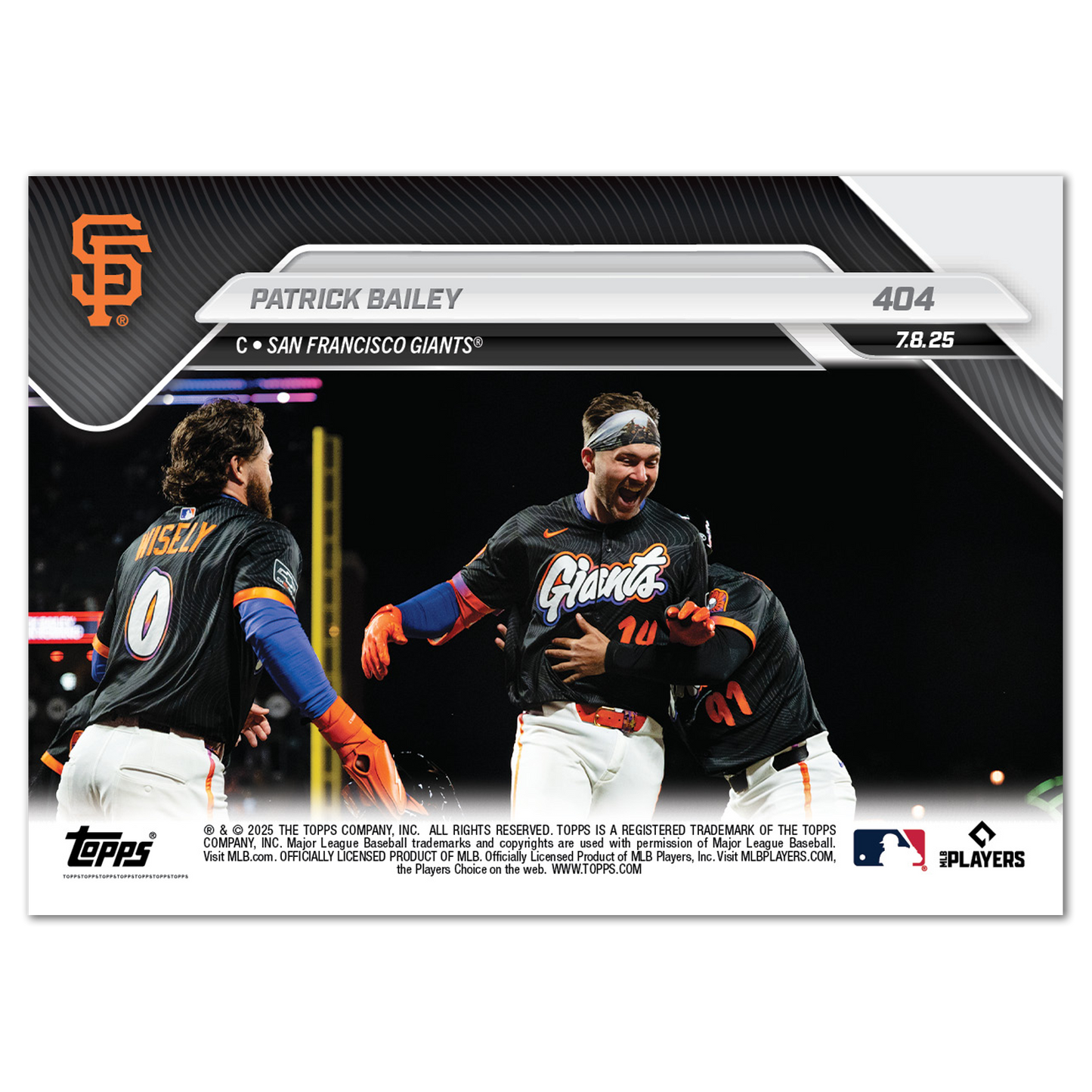 Patrick Bailey - 2025 MLB Topps NOW® - Card 404