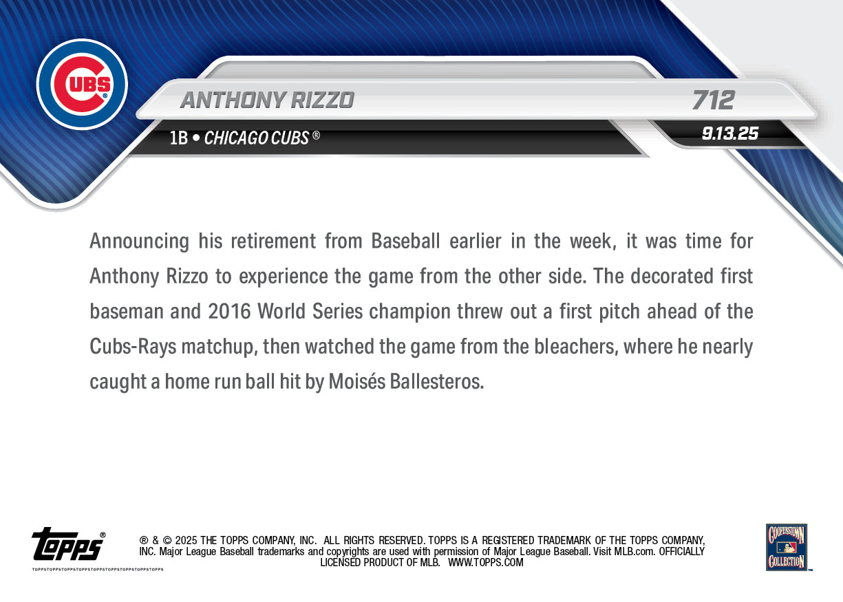 Anthony Rizzo - 2025 MLB Topps NOW® - Card 712