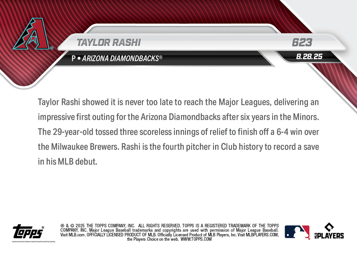 Taylor Rashi - 2025 MLB Topps NOW® - Card 623