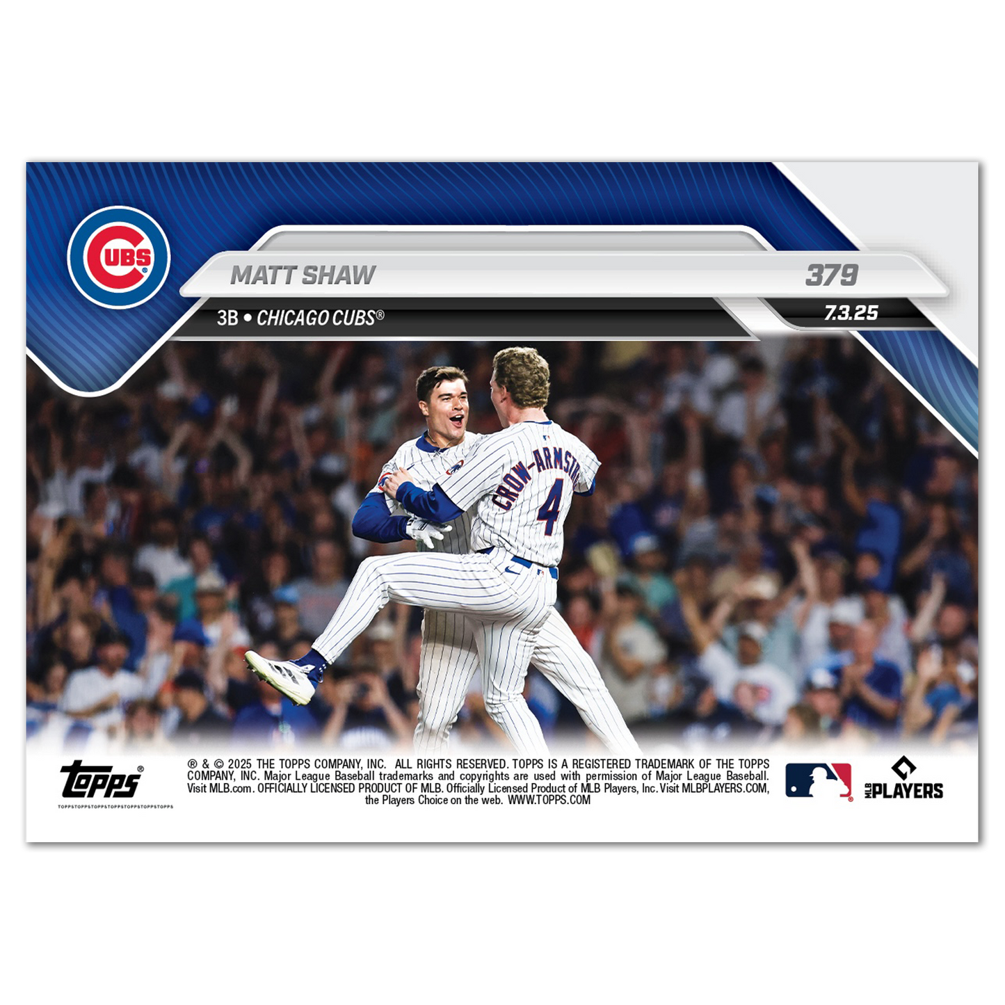 Matt Shaw - 2025 MLB Topps NOW® - Card 379