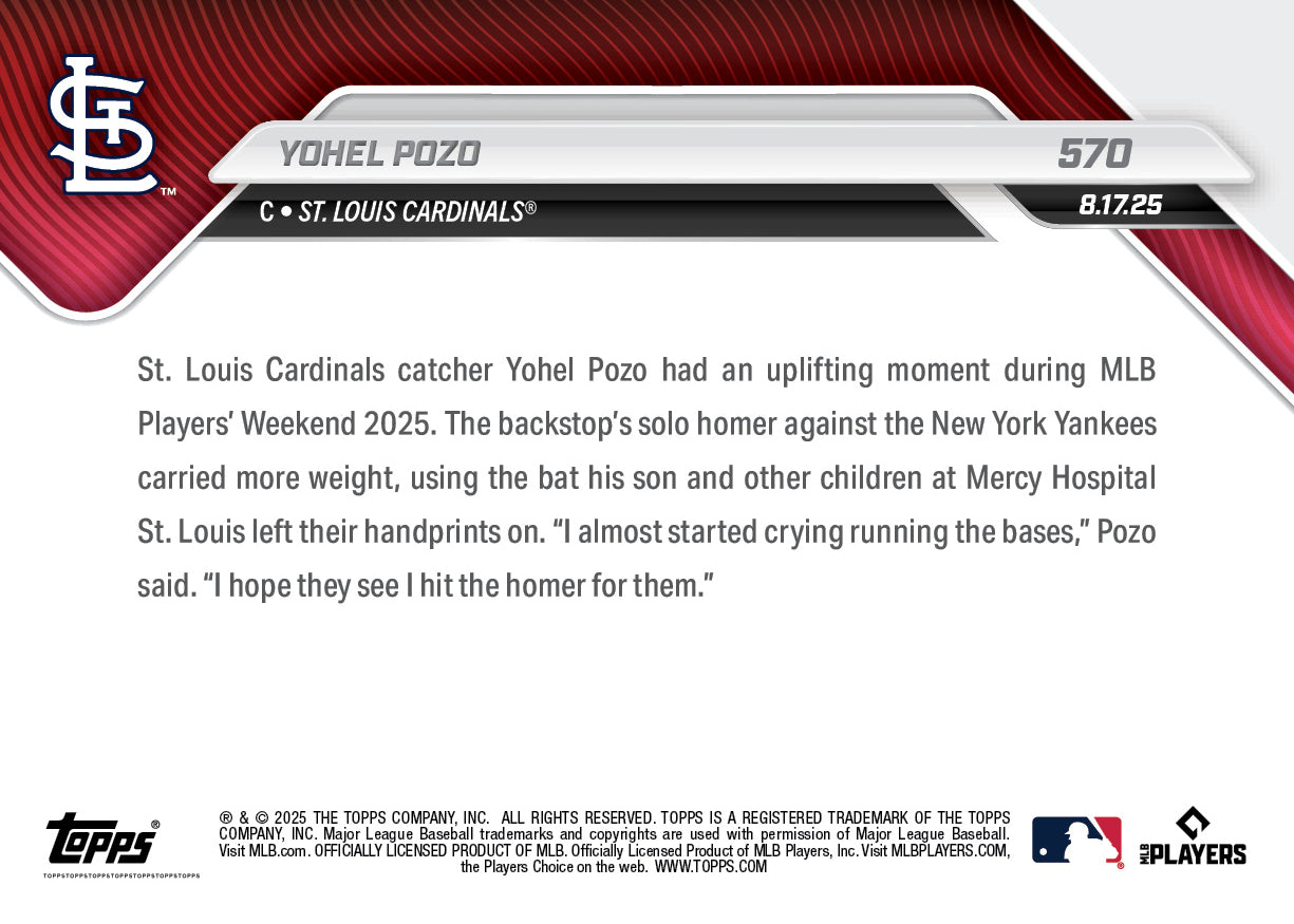 Yohel Pozo - 2025 MLB Topps NOW® - Card 570