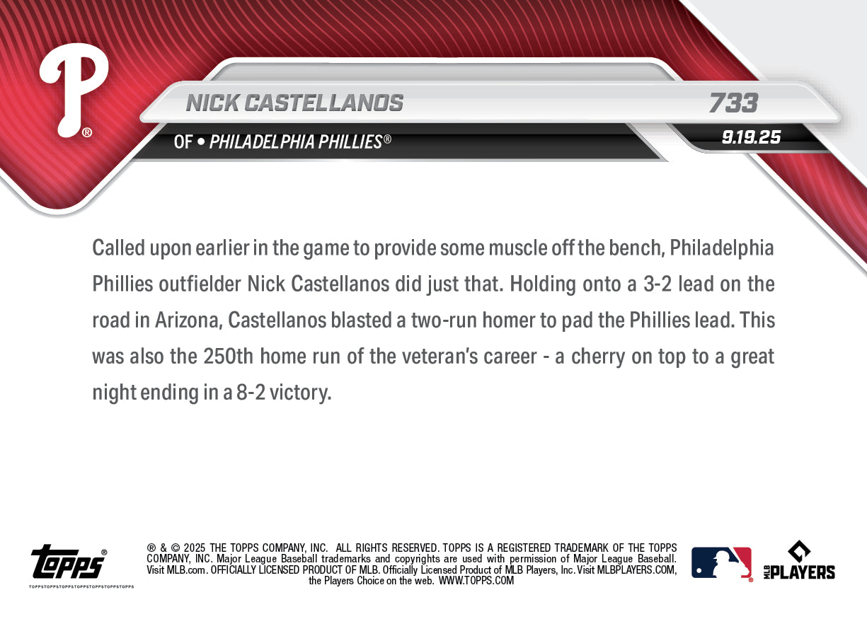 Nick Castellanos - 2025 MLB Topps NOW® - Card 733