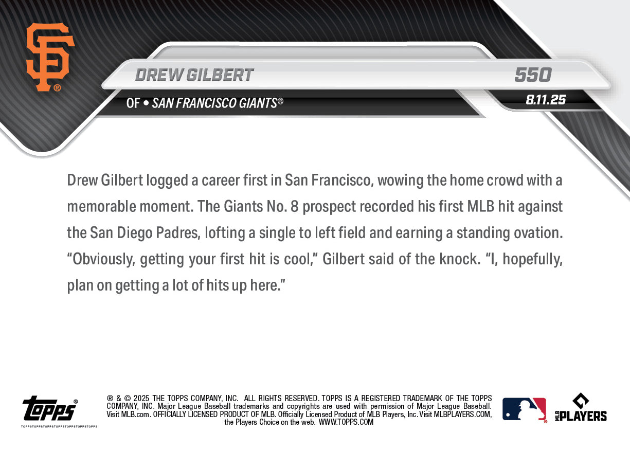 Drew Gilbert - 2025 MLB Topps NOW® - Card 550