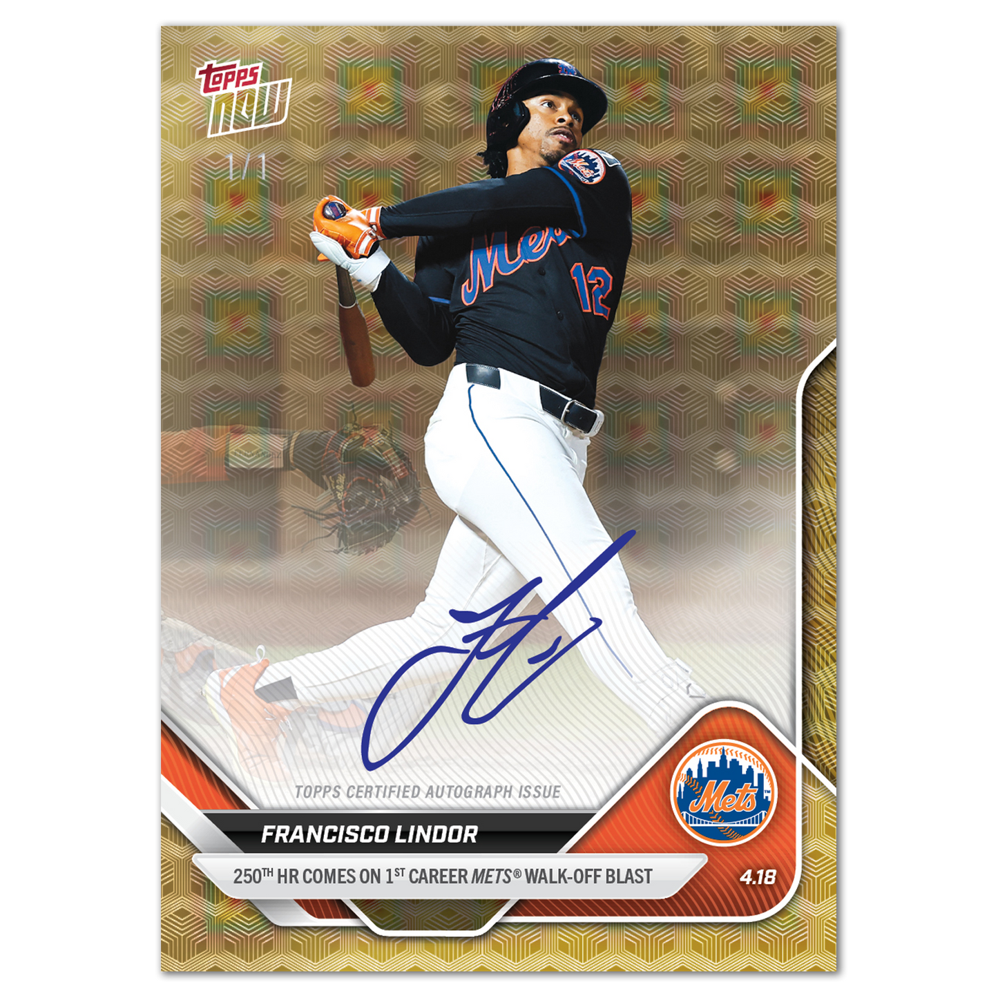 Francisco Lindor - 2025 MLB Topps NOW® - Card 81 - LOOK FOR AUTOS