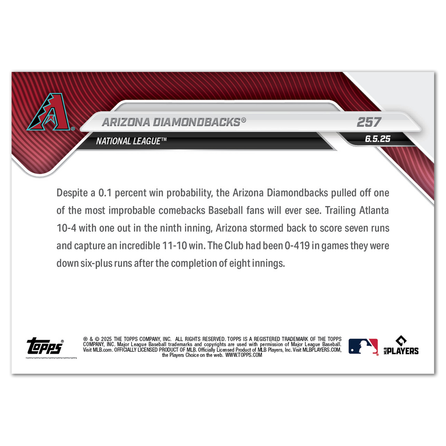 Arizona Diamondbacks - 2025 MLB Topps NOW® - Card 257
