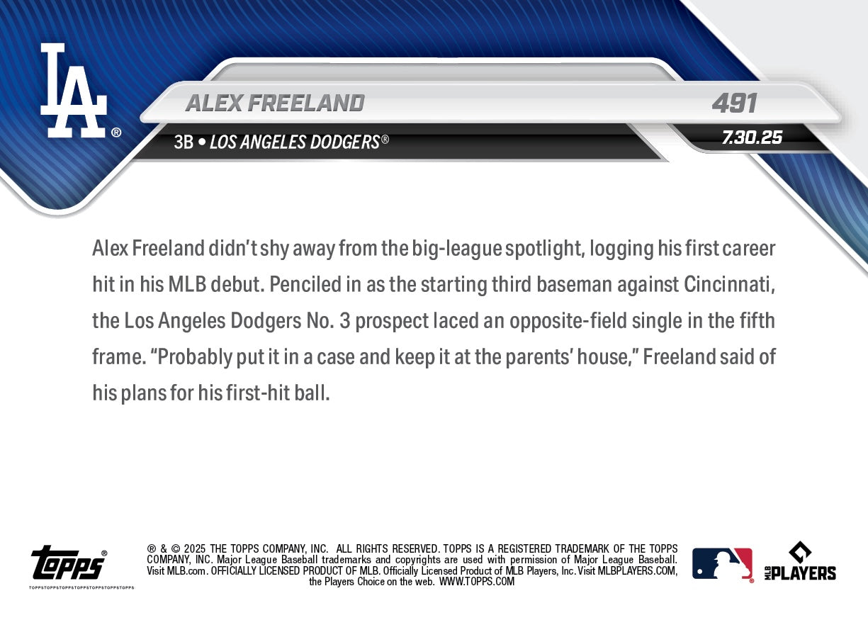 Alex Freeland - 2025 MLB Topps NOW® - Card 491