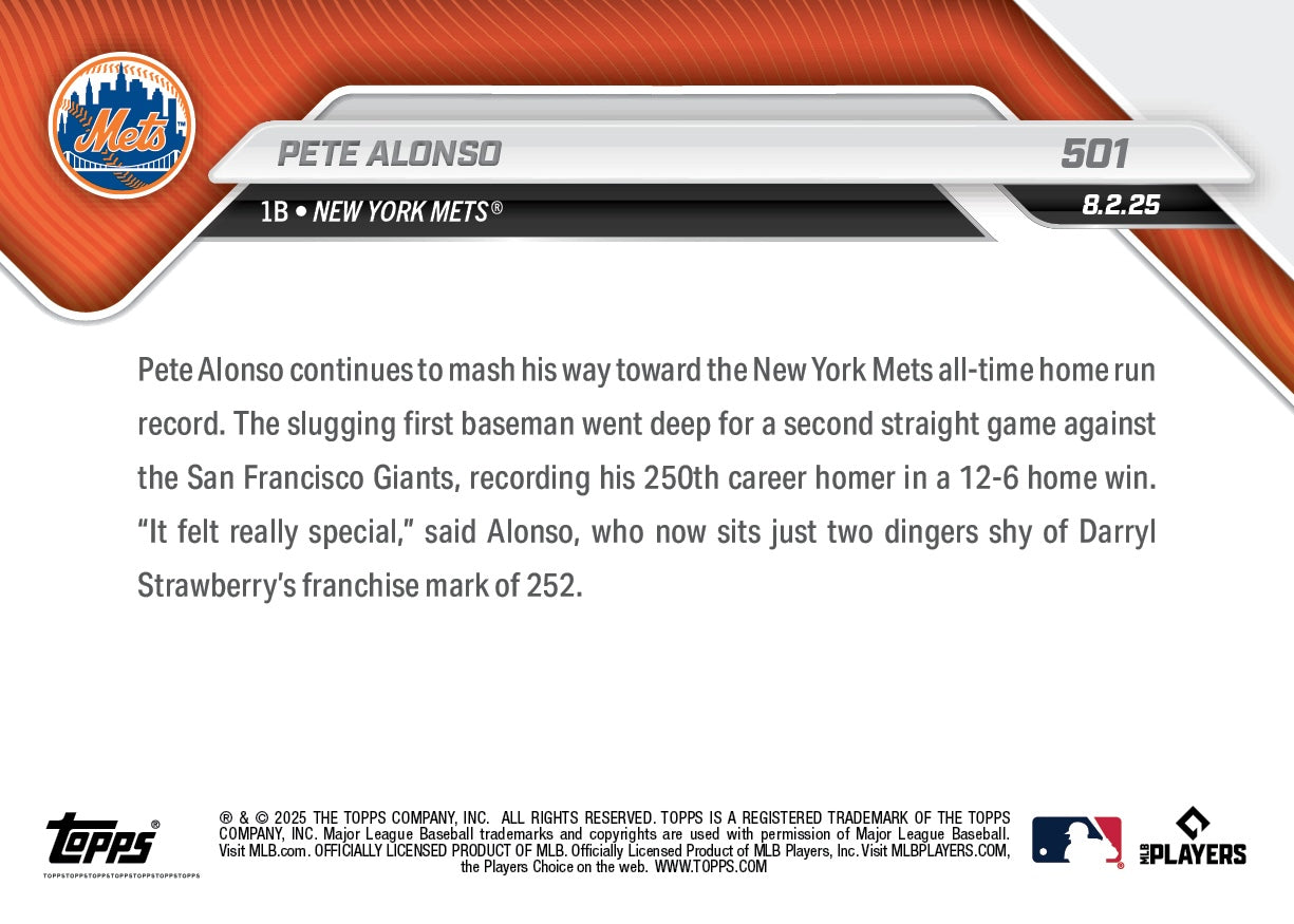 Pete Alonso - 2025 MLB Topps NOW® - Card 501