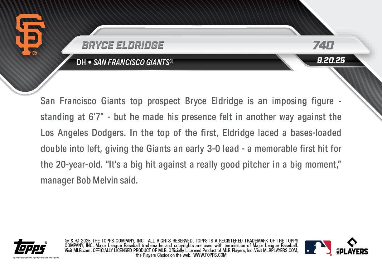 Bryce Eldridge - 2025 MLB Topps NOW® - Card 740