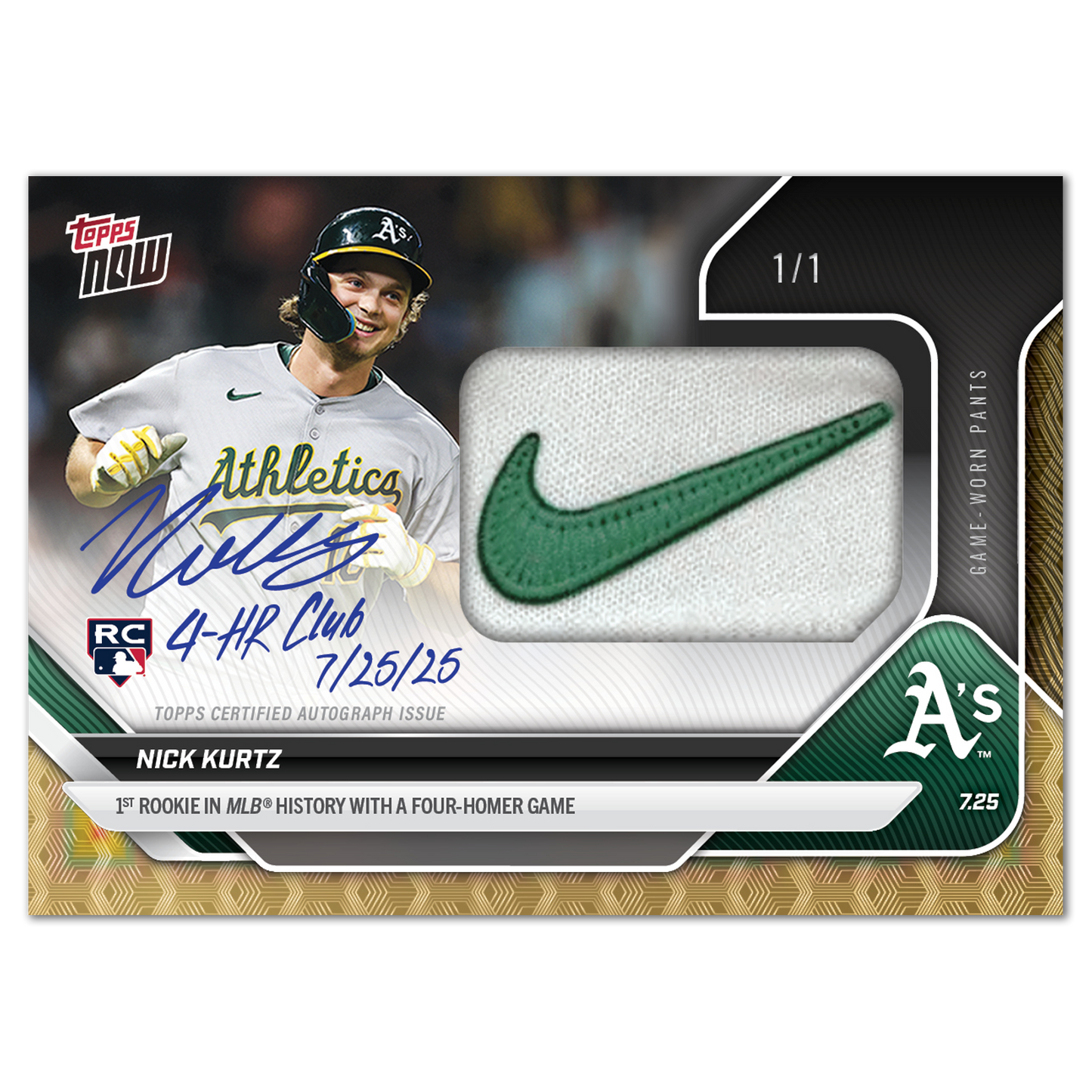 Nick Kurtz - 2025 MLB Topps NOW® - Card 464 - LOOK FOR RELICS & AUTO-RELICS