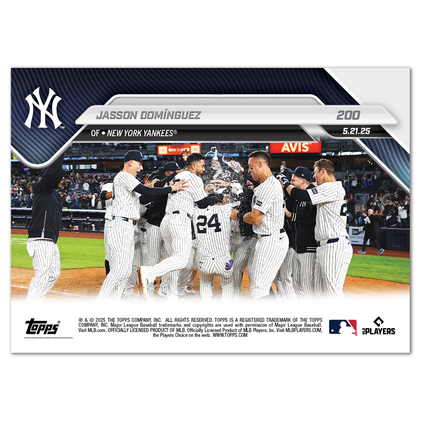 Jasson Domínguez - 2025 MLB Topps NOW® - Card 200