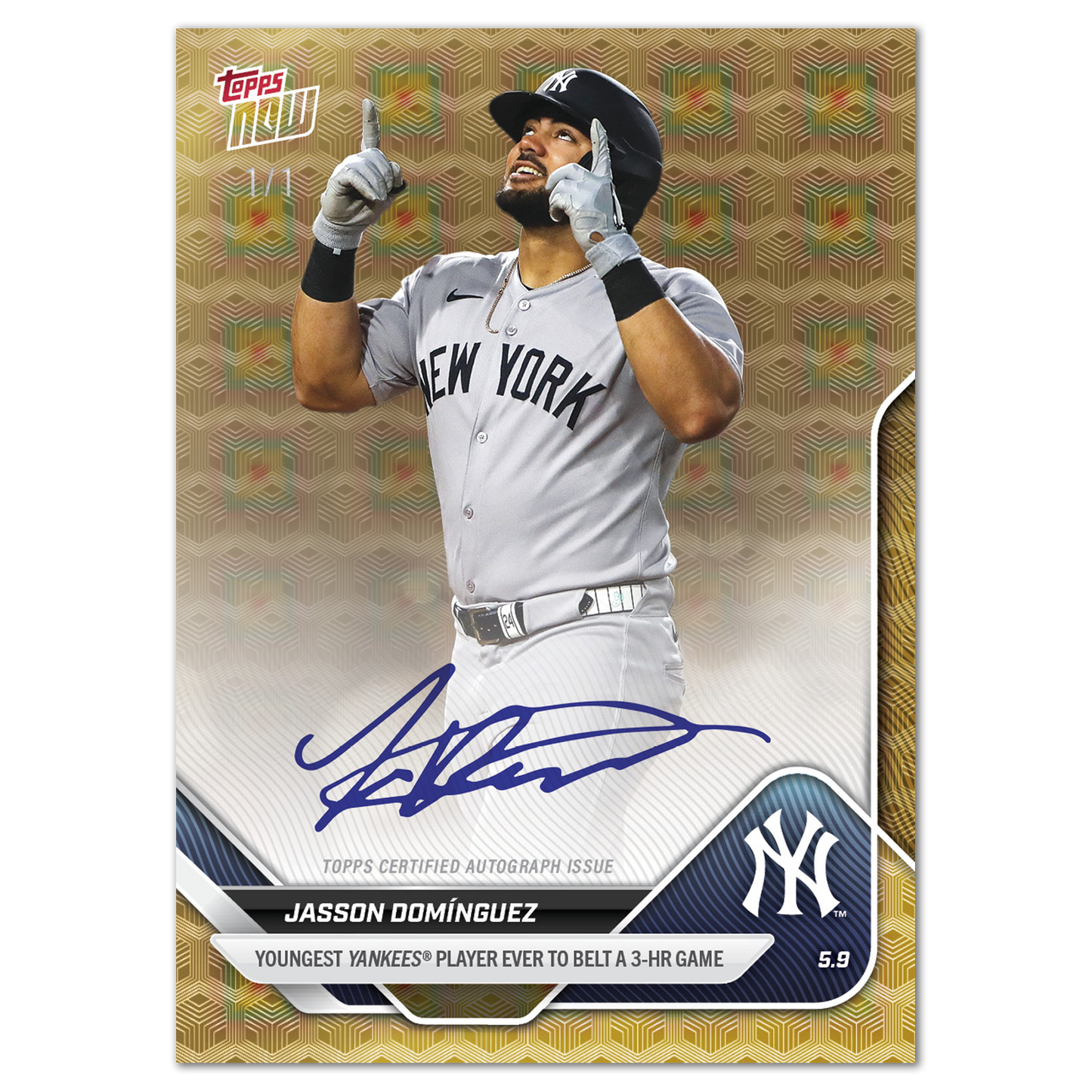Jasson Domínguez - 2025 MLB Topps NOW® - Card 159 - LOOK FOR AUTOS