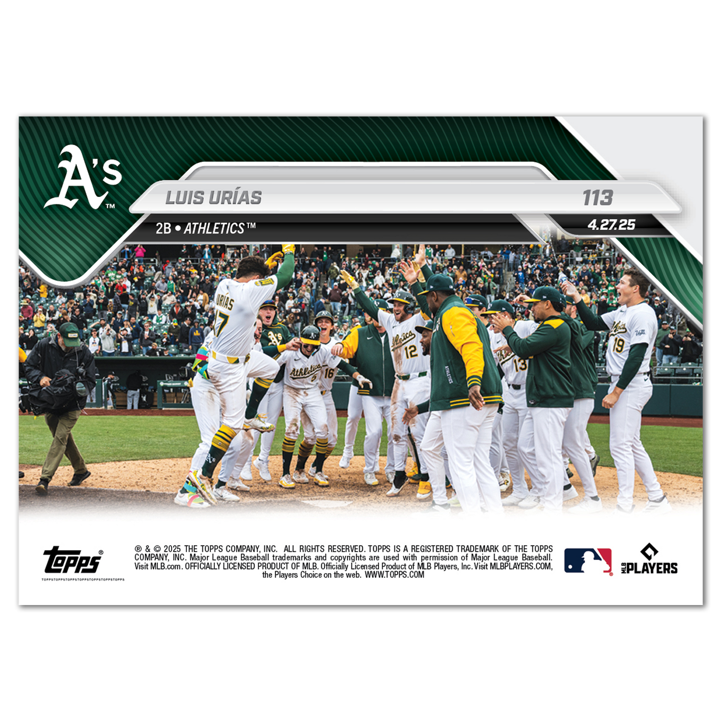 Luis Urías - 2025 MLB Topps NOW® - Card 113